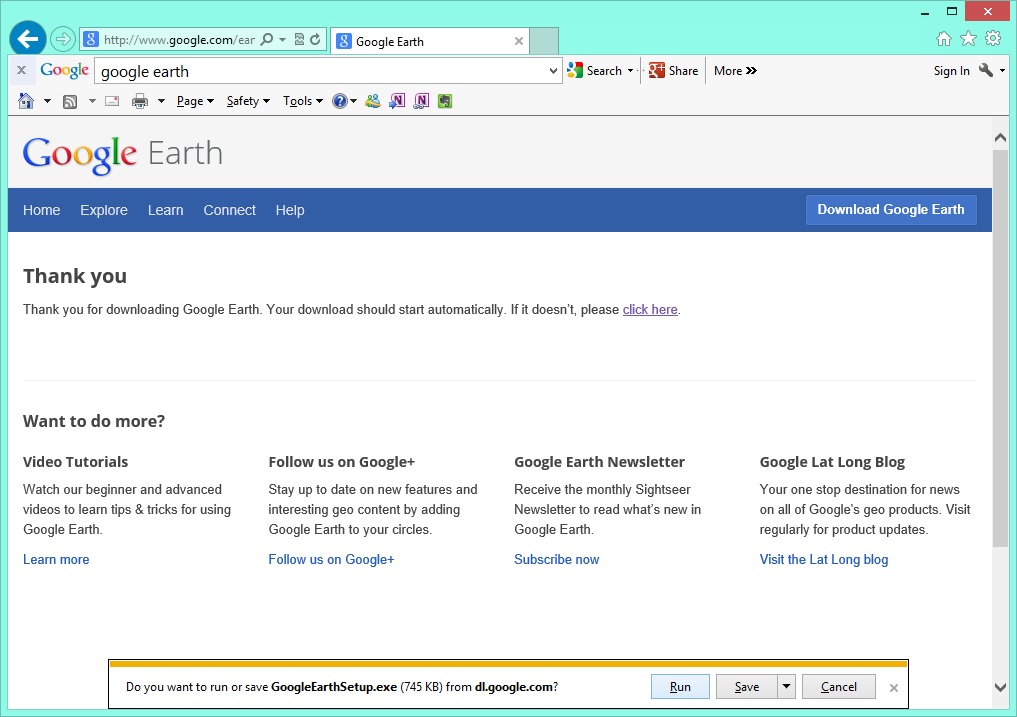 google earth pro error 1603
